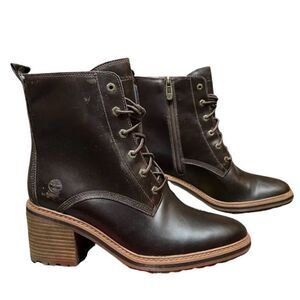 Timberland Sienna Side Zip High Waterproof Boot Heel Brown‎ Style: A24Tw logo